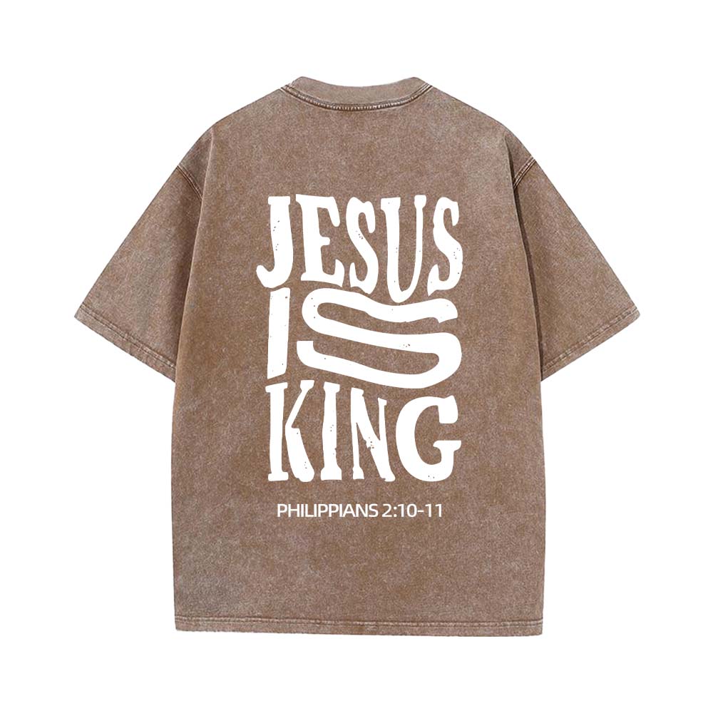 Jesus Is King Christian Unisex Washed T-Shirt