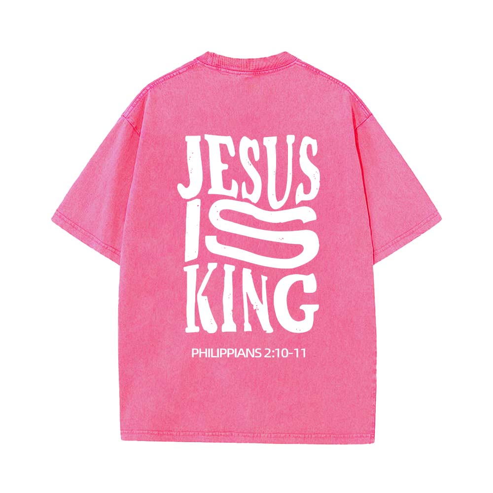 Jesus Is King Christian Unisex Washed T-Shirt