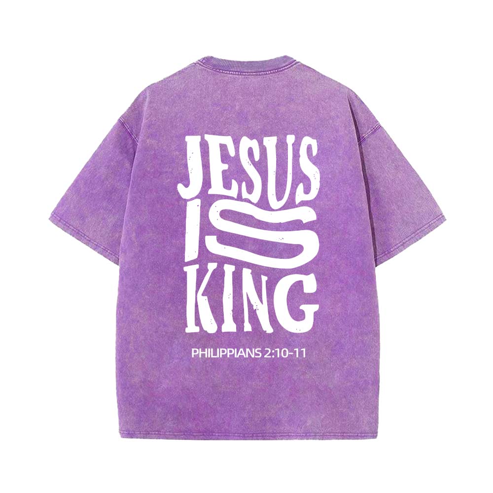 Jesus Is King Christian Unisex Washed T-Shirt