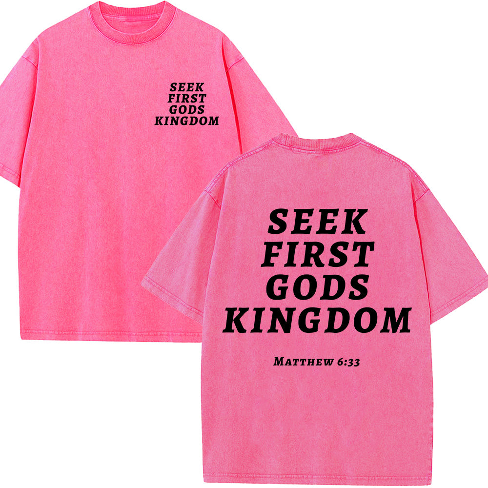 Seek First God's Kingdom Christian Unisex Washed T-Shirt