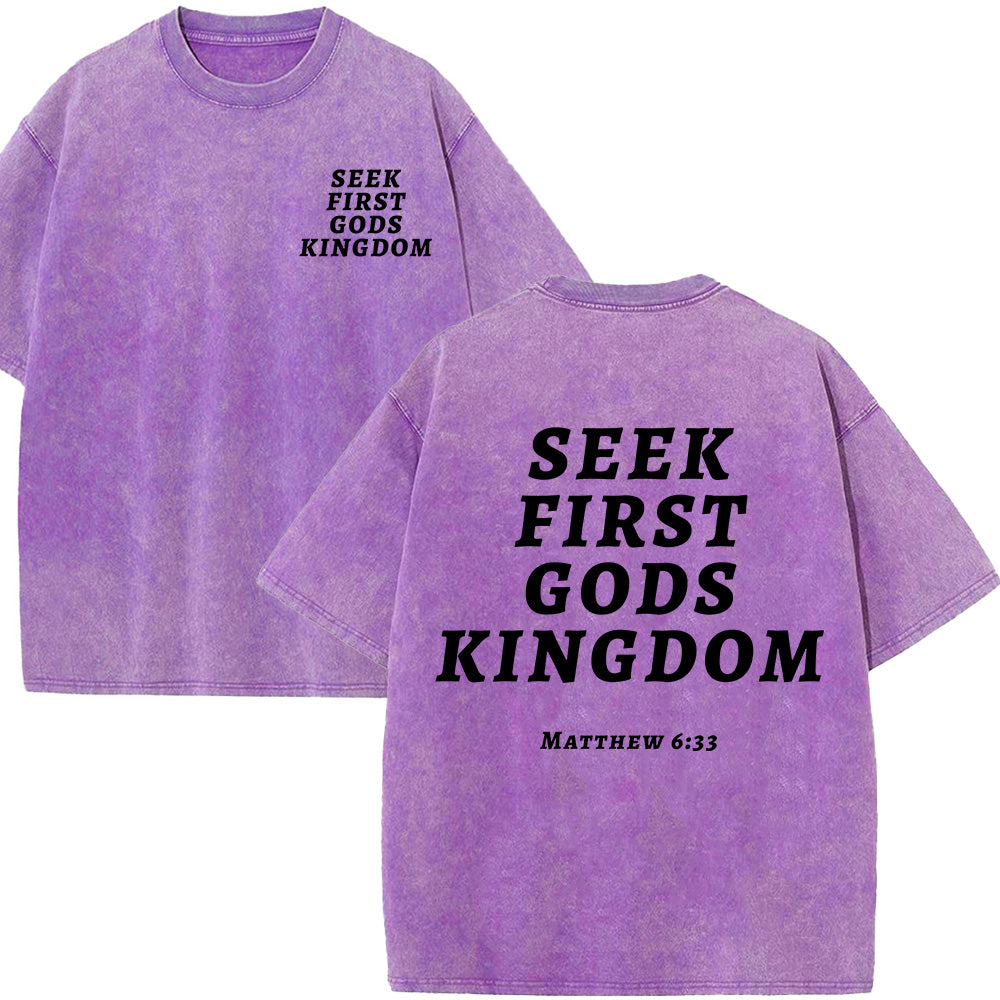 Seek First God's Kingdom Christian Unisex Washed T-Shirt