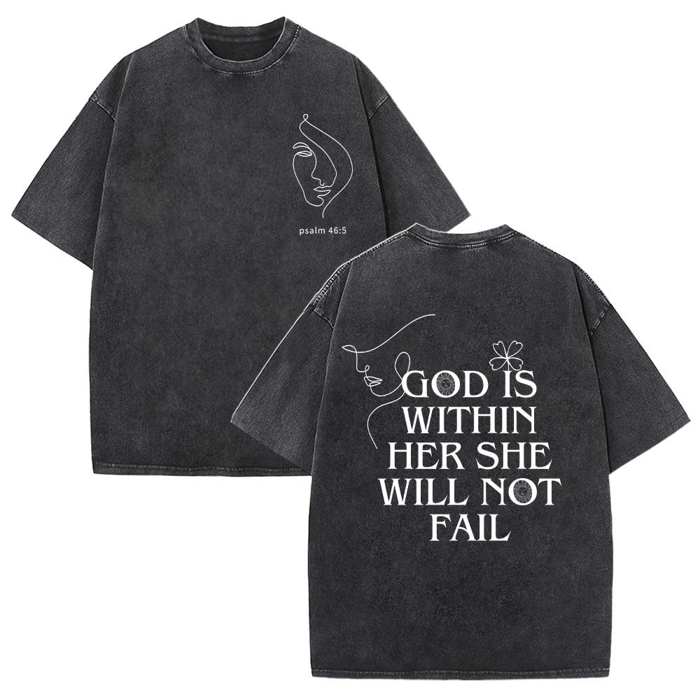 God Is Within Her She Will Not Fail Unisex Washed T-Shirt