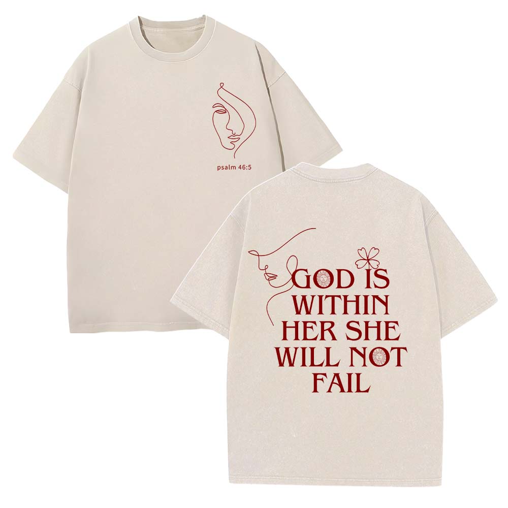God Is Within Her She Will Not Fail Unisex Washed T-Shirt