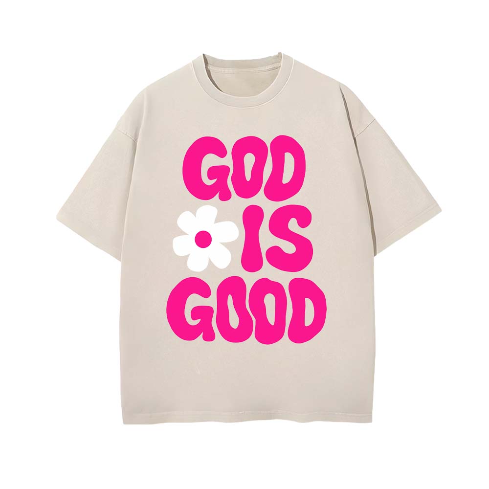 God Is Good Christian Unisex Washed T-Shirt