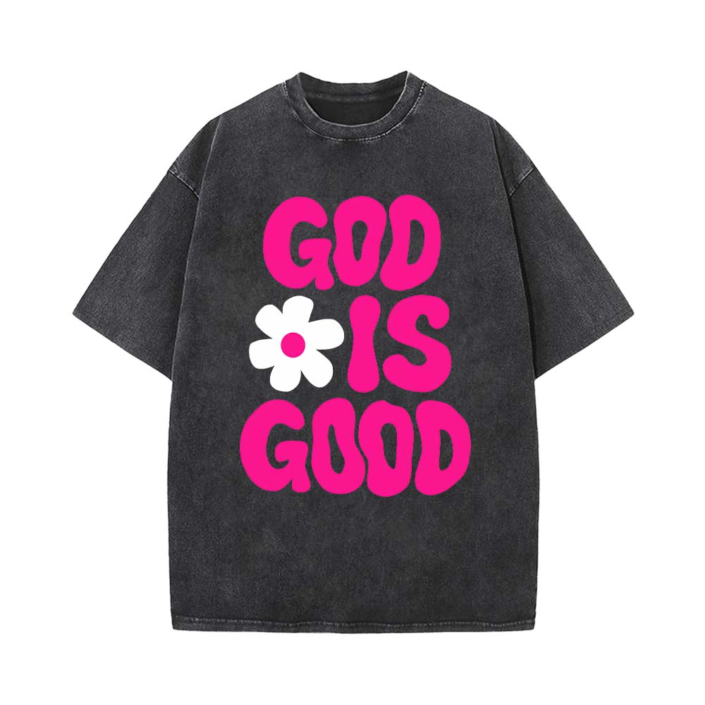 God Is Good Christian Unisex Washed T-Shirt