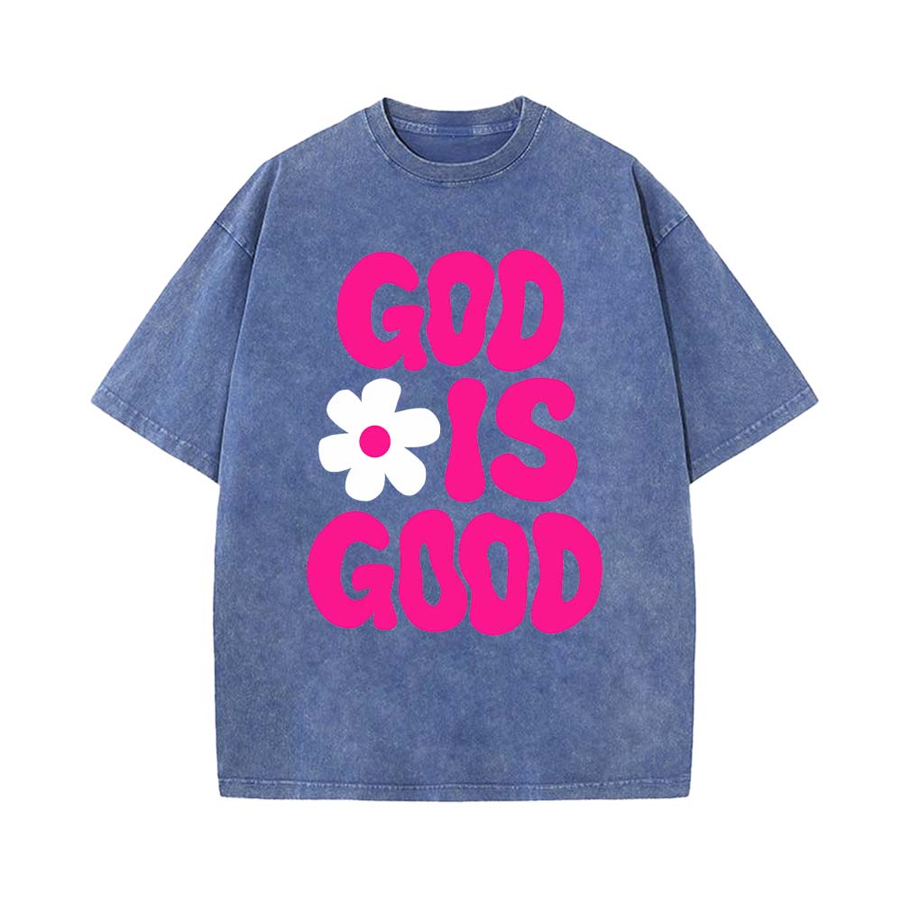 God Is Good Christian Unisex Washed T-Shirt