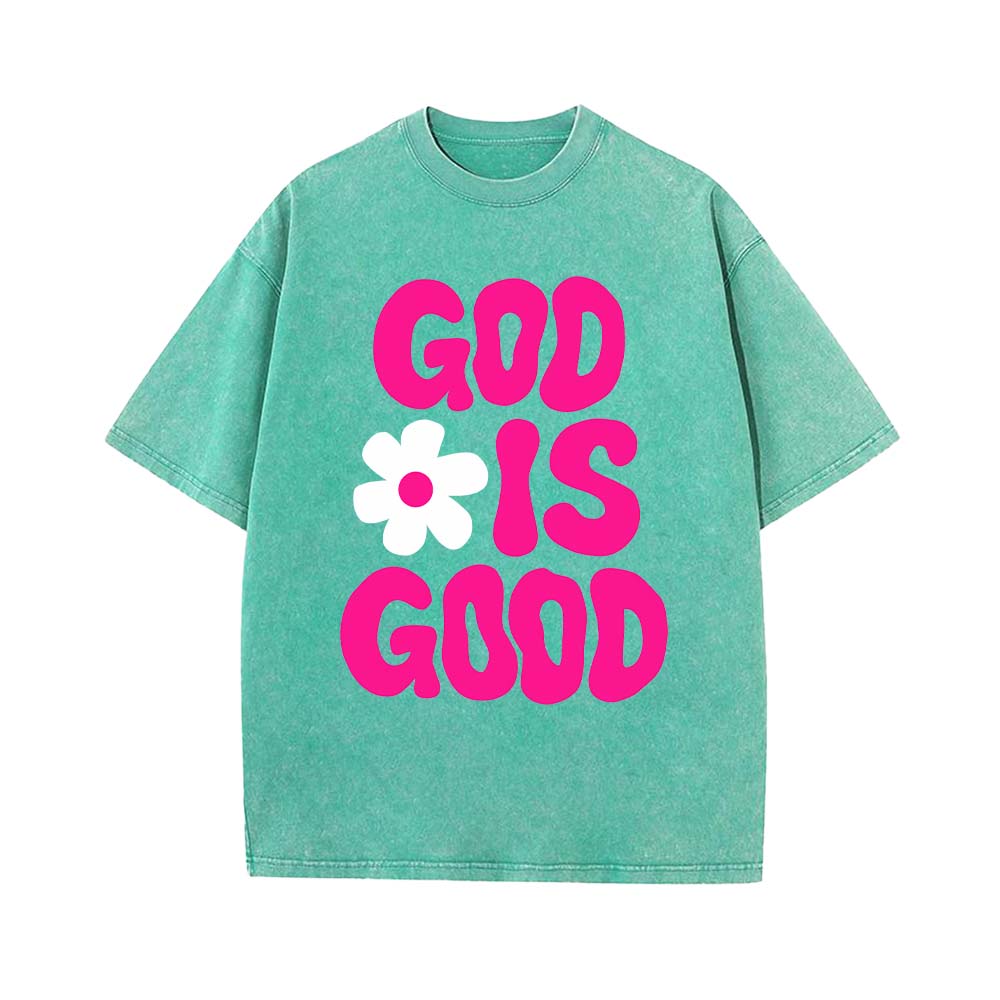 God Is Good Christian Unisex Washed T-Shirt
