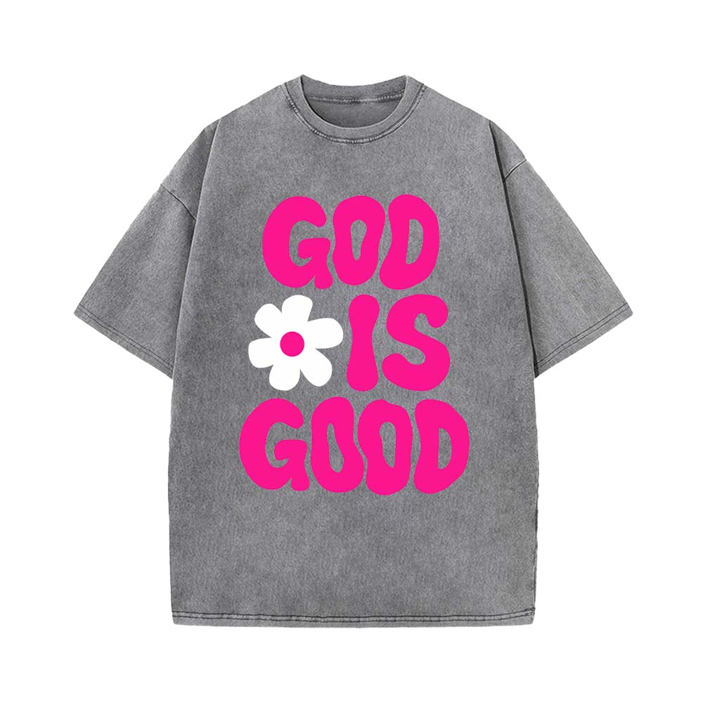 God Is Good Christian Unisex Washed T-Shirt