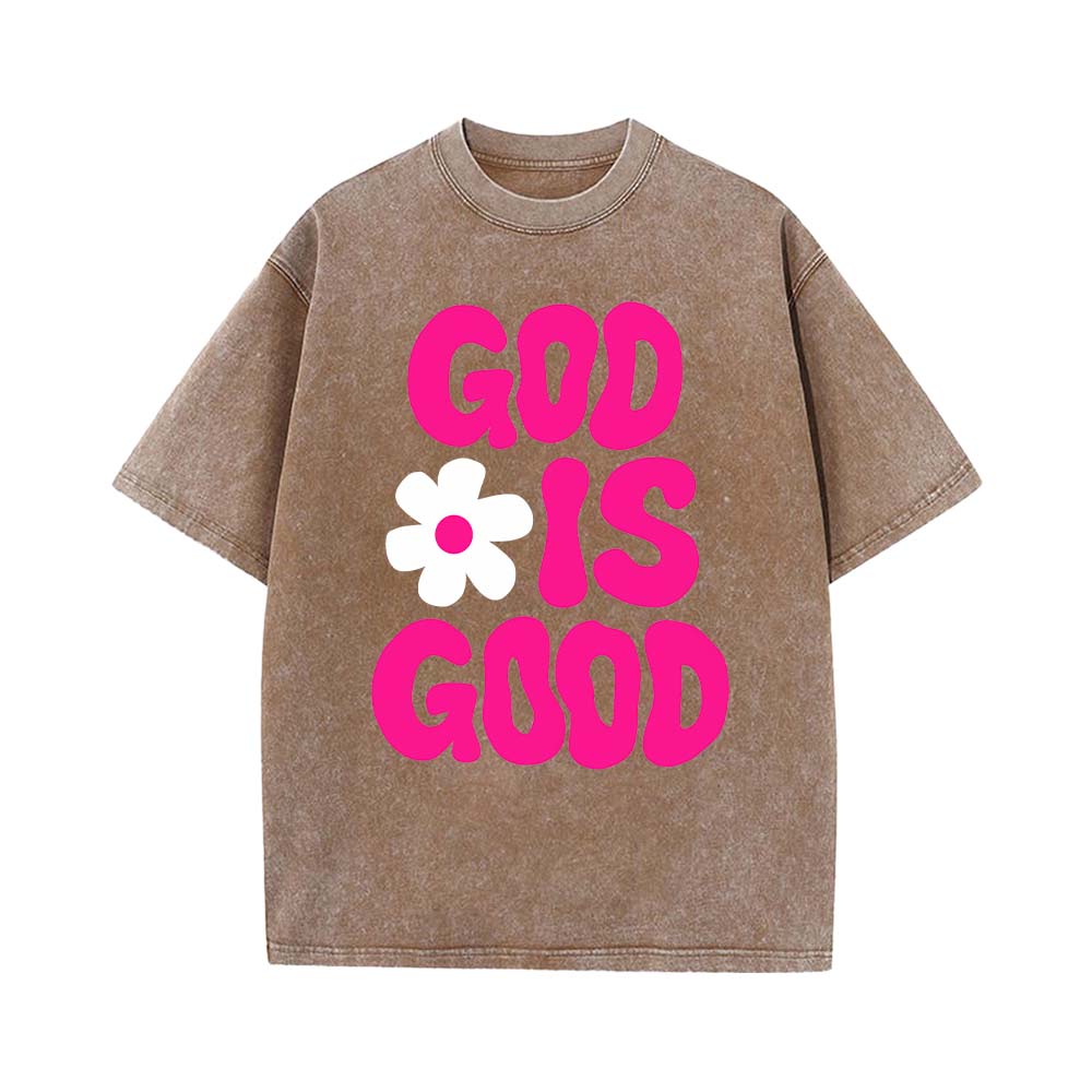 God Is Good Christian Unisex Washed T-Shirt
