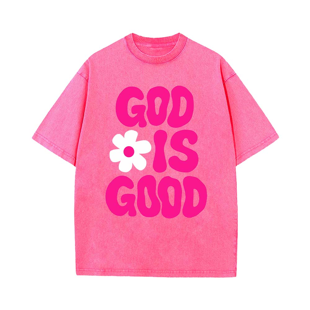 God Is Good Christian Unisex Washed T-Shirt