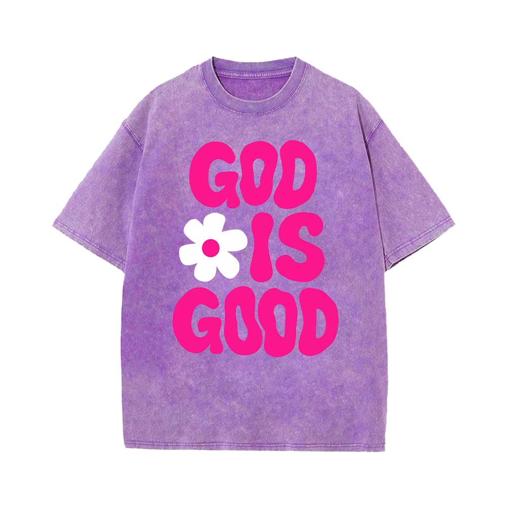 God Is Good Christian Unisex Washed T-Shirt