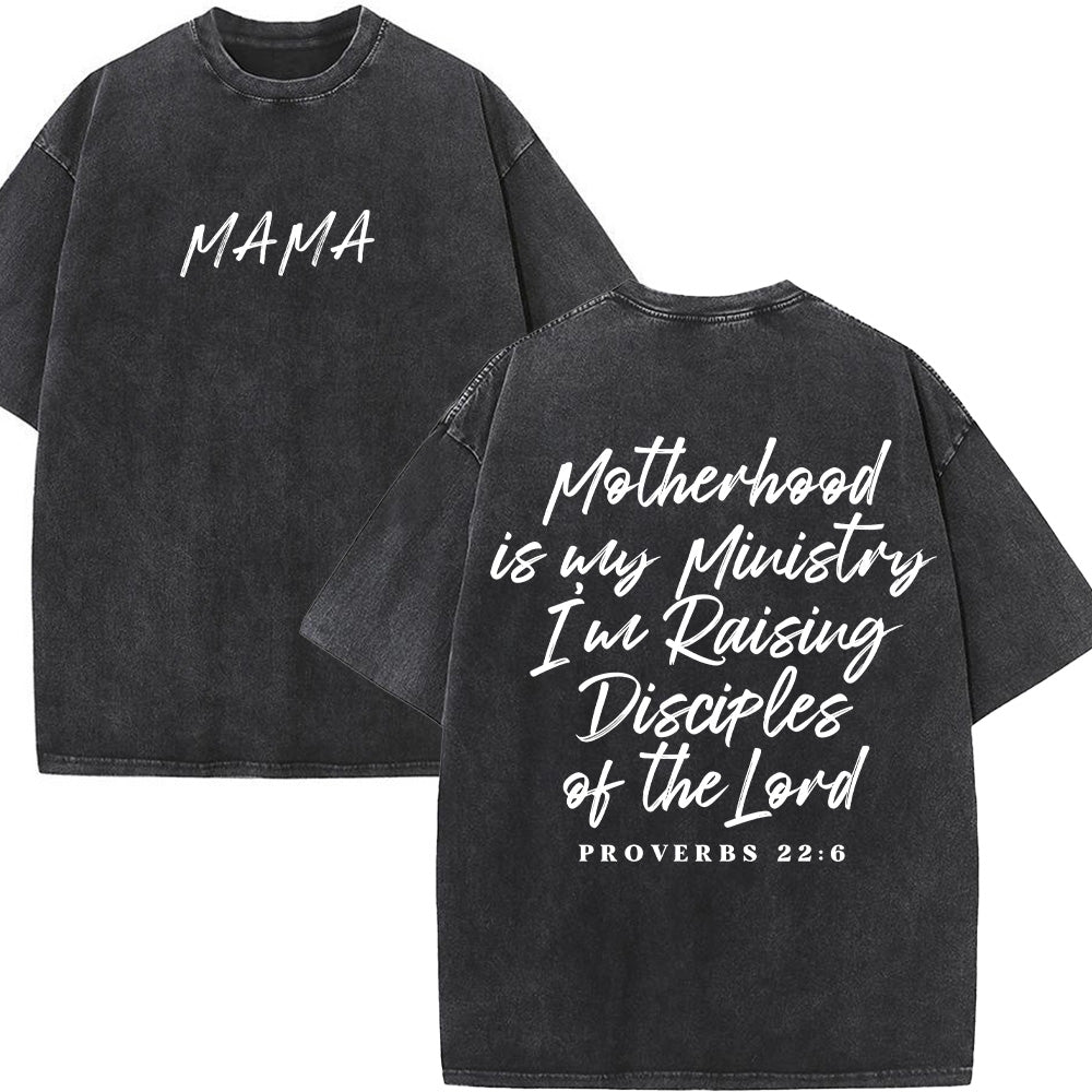 Motherhood is my Ministry Christian Unisex Washed T-Shirt
