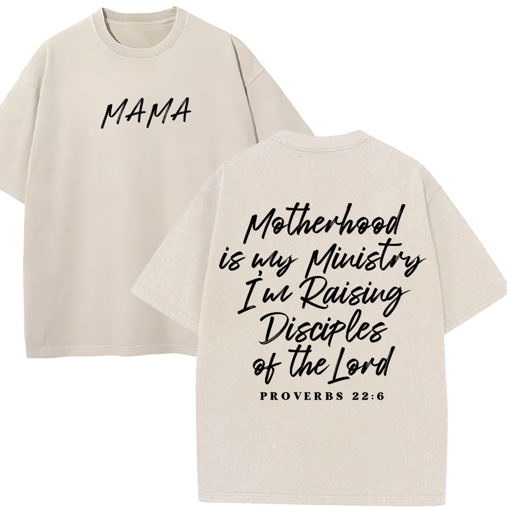 Motherhood is my Ministry Christian Unisex Washed T-Shirt