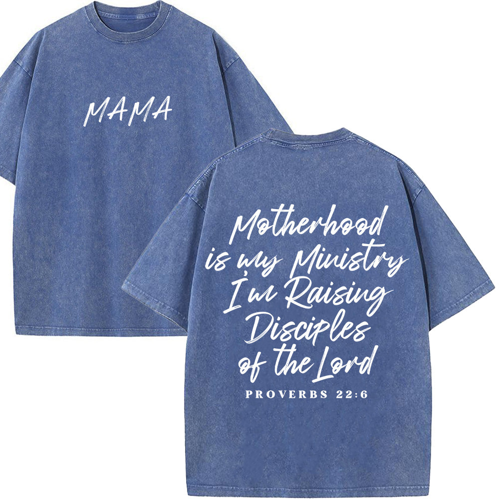 Motherhood is my Ministry Christian Unisex Washed T-Shirt