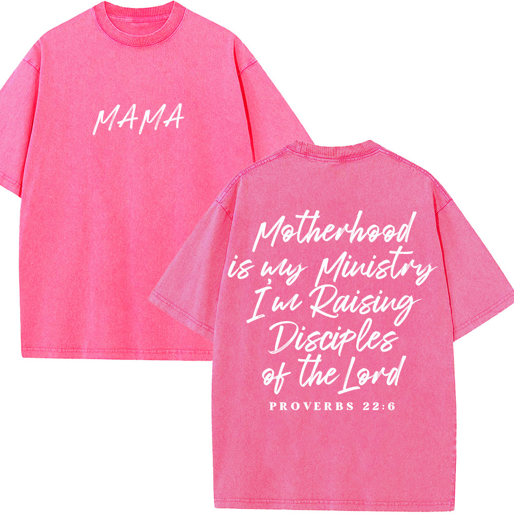 Motherhood is my Ministry Christian Unisex Washed T-Shirt