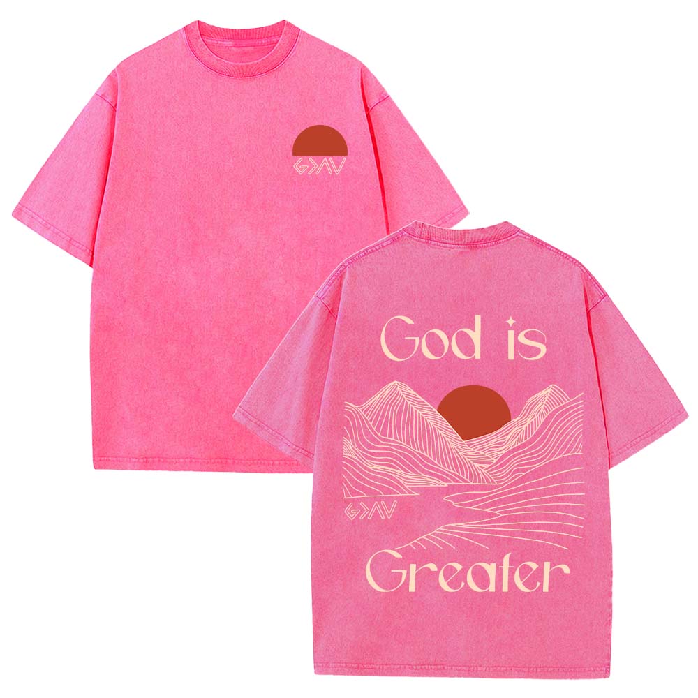 God Is Greater Christian Unisex Washed T-Shirt