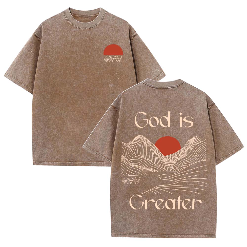 God Is Greater Christian Unisex Washed T-Shirt