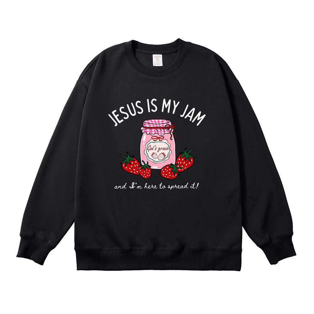 Jesus Is My Jam Strawberry Christian Unisex Cotton Sweatshirt