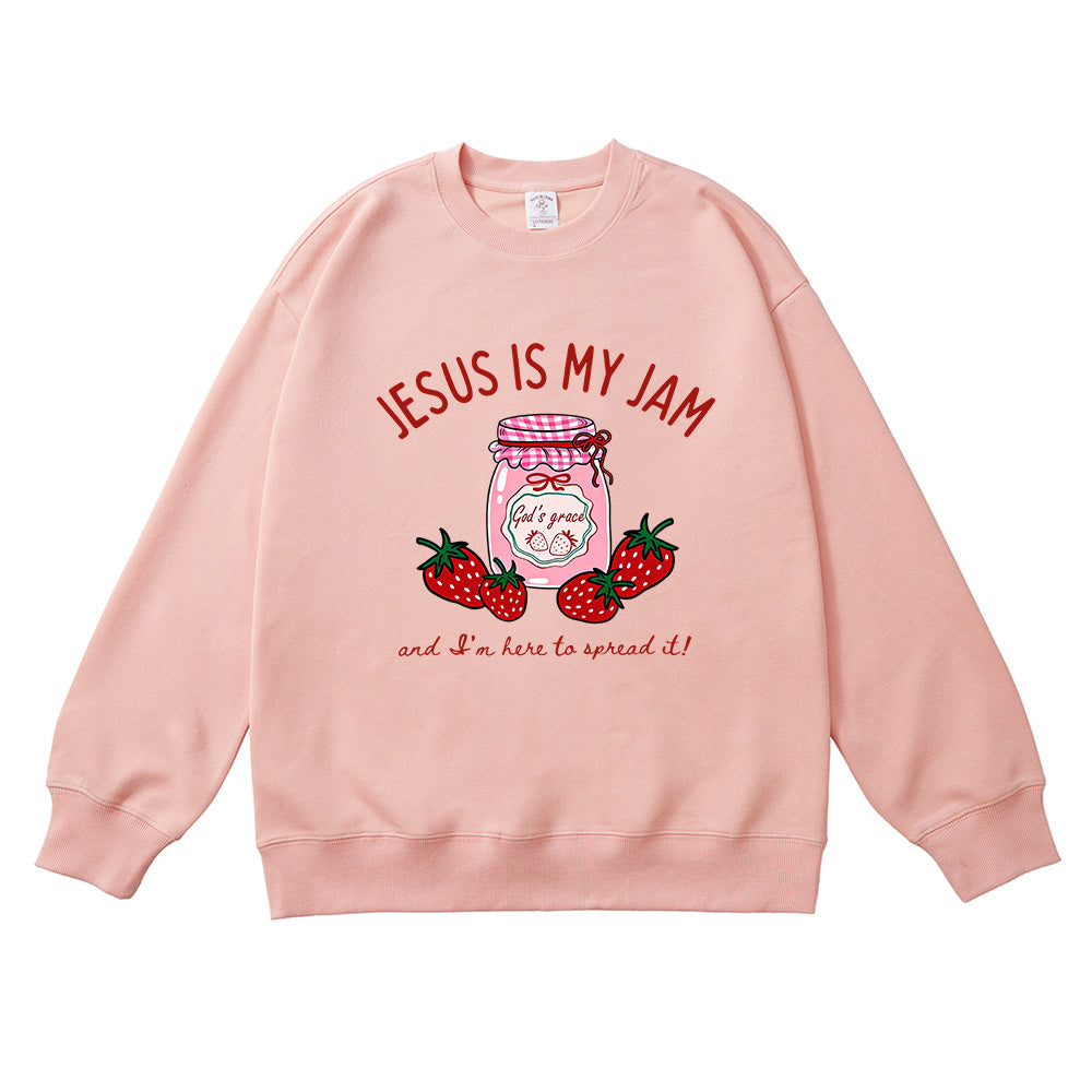 Jesus Is My Jam Strawberry Christian Unisex Cotton Sweatshirt
