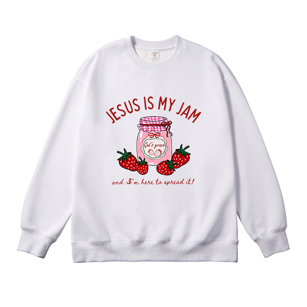 Jesus Is My Jam Strawberry Christian Unisex Cotton Sweatshirt