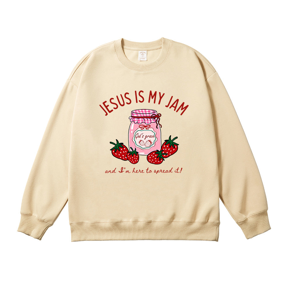 Jesus Is My Jam Strawberry Christian Unisex Cotton Sweatshirt
