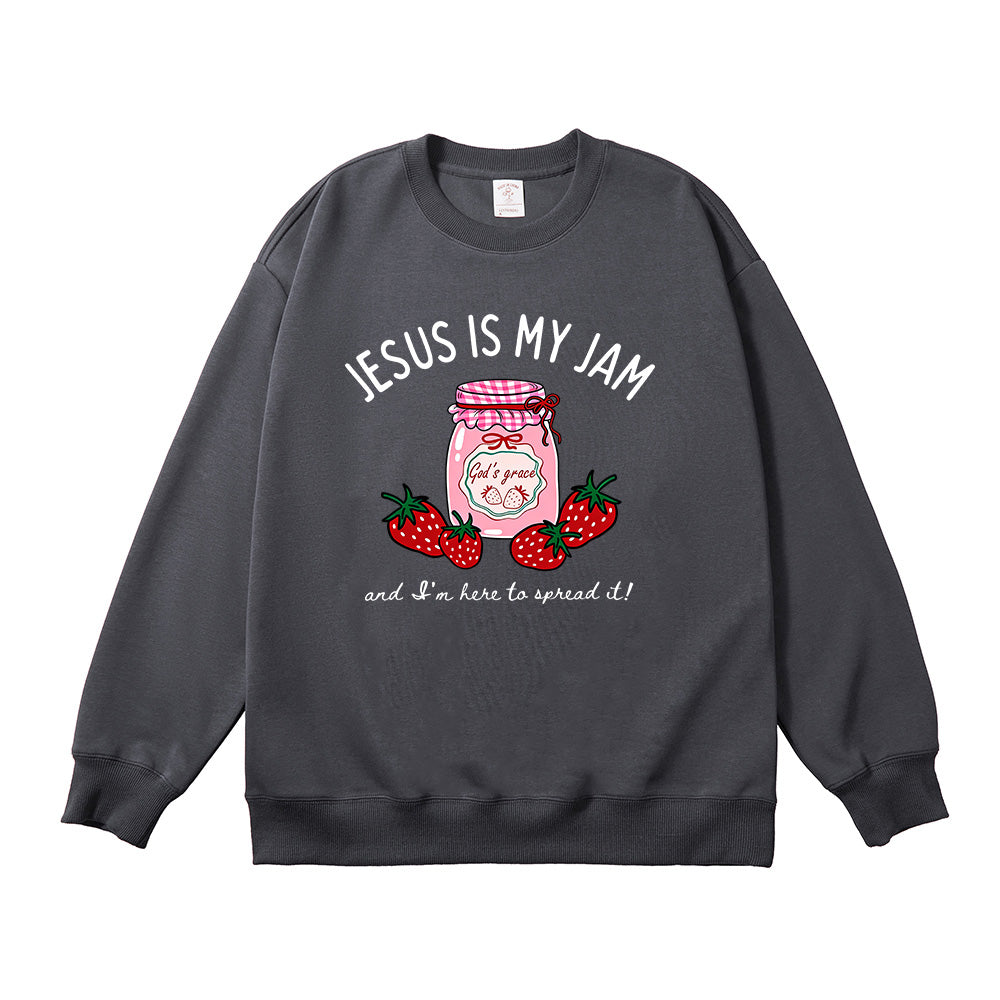 Jesus Is My Jam Strawberry Christian Unisex Cotton Sweatshirt