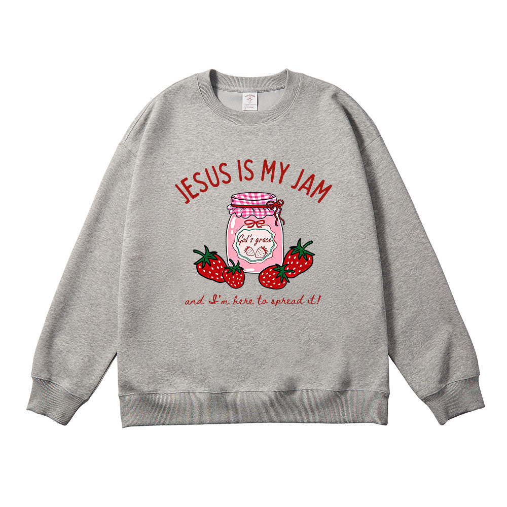 Jesus Is My Jam Strawberry Christian Unisex Cotton Sweatshirt