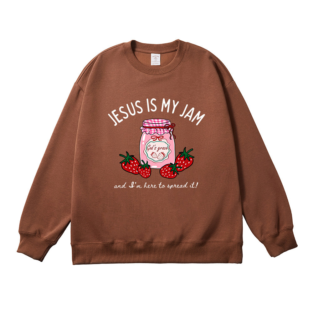 Jesus Is My Jam Strawberry Christian Unisex Cotton Sweatshirt