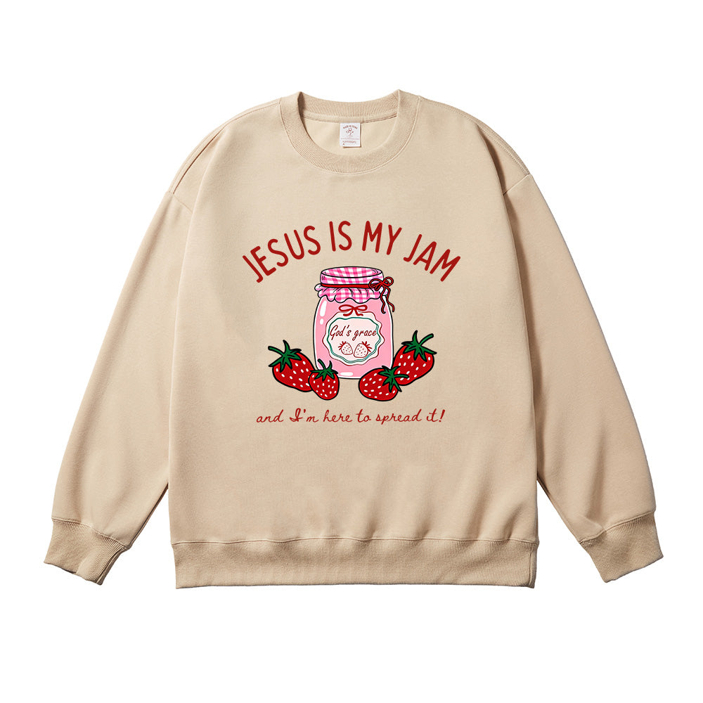 Jesus Is My Jam Strawberry Christian Unisex Cotton Sweatshirt
