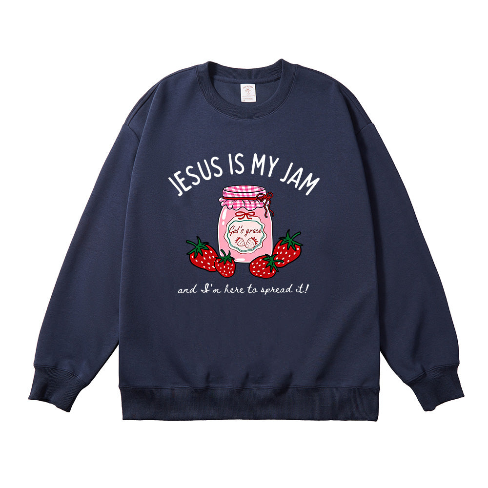 Jesus Is My Jam Strawberry Christian Unisex Cotton Sweatshirt