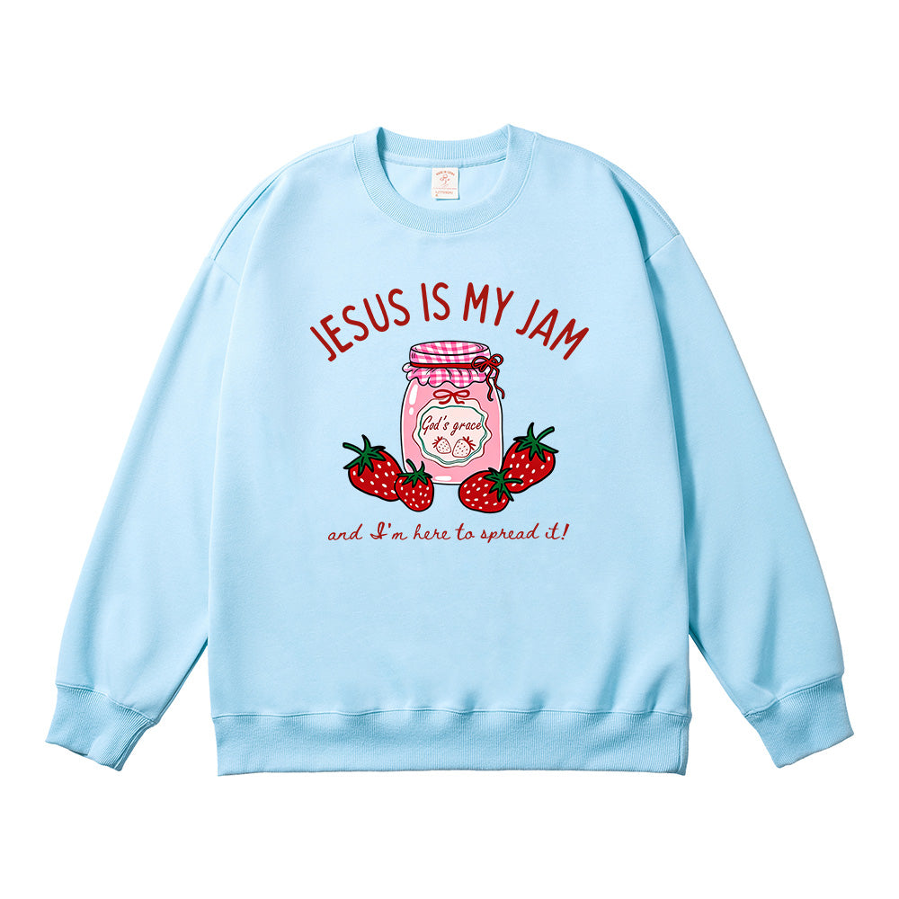 Jesus Is My Jam Strawberry Christian Unisex Cotton Sweatshirt