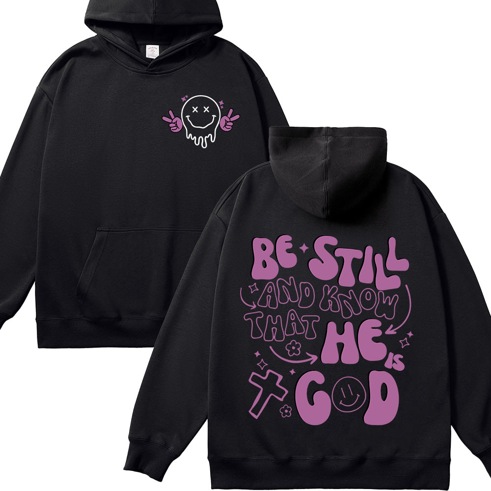 Be Still Purple Graffiti-Style Unisex Cotton Hoodie