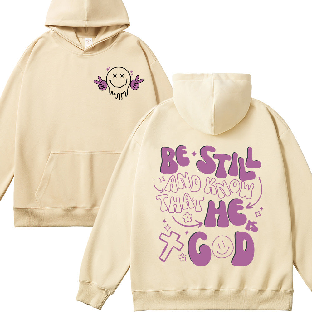 Be Still Purple Graffiti-Style Unisex Cotton Hoodie