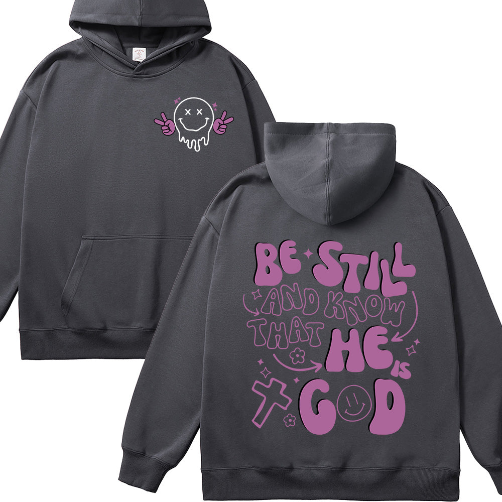 Be Still Purple Graffiti-Style Unisex Cotton Hoodie