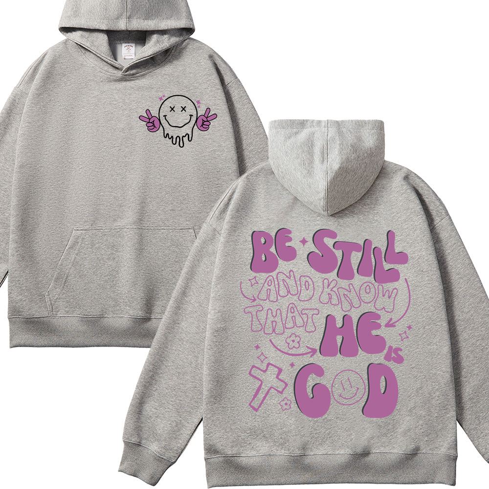 Be Still Purple Graffiti-Style Unisex Cotton Hoodie