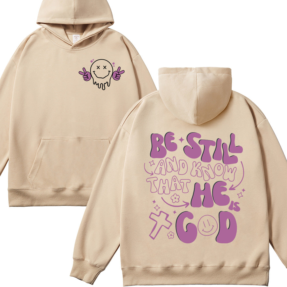 Be Still Purple Graffiti-Style Unisex Cotton Hoodie