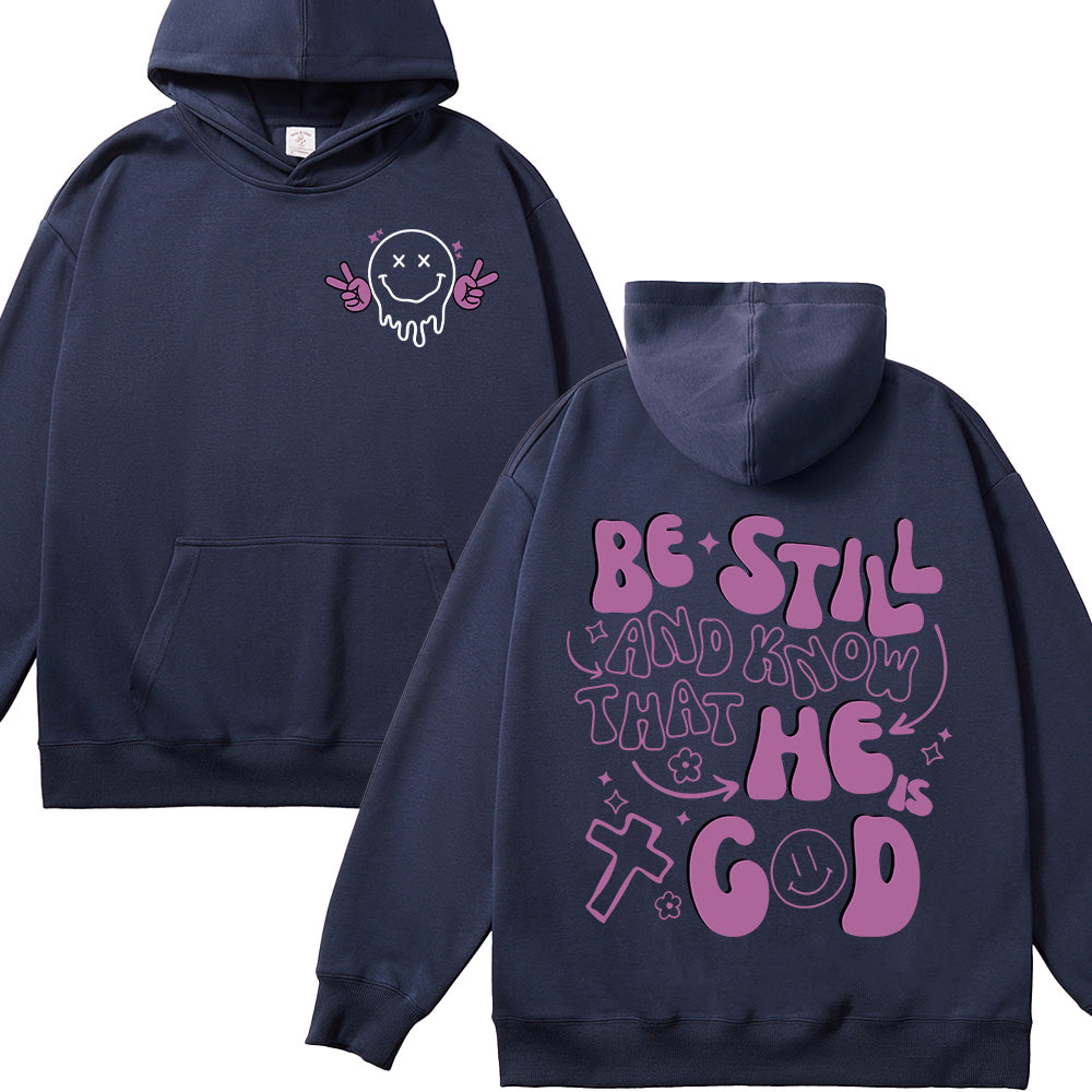 Be Still Purple Graffiti-Style Unisex Cotton Hoodie