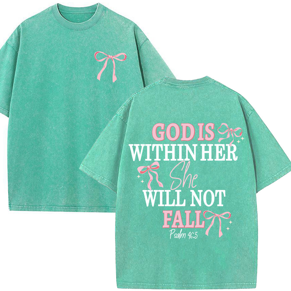 God Is Within Her She Will Not Fall Unisex Washed T-Shirt