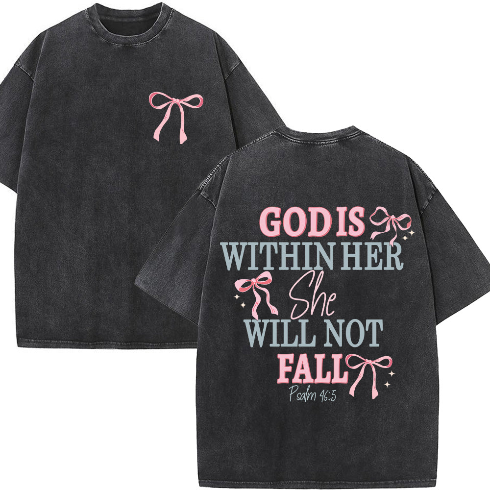 God Is Within Her She Will Not Fall Unisex Washed T-Shirt