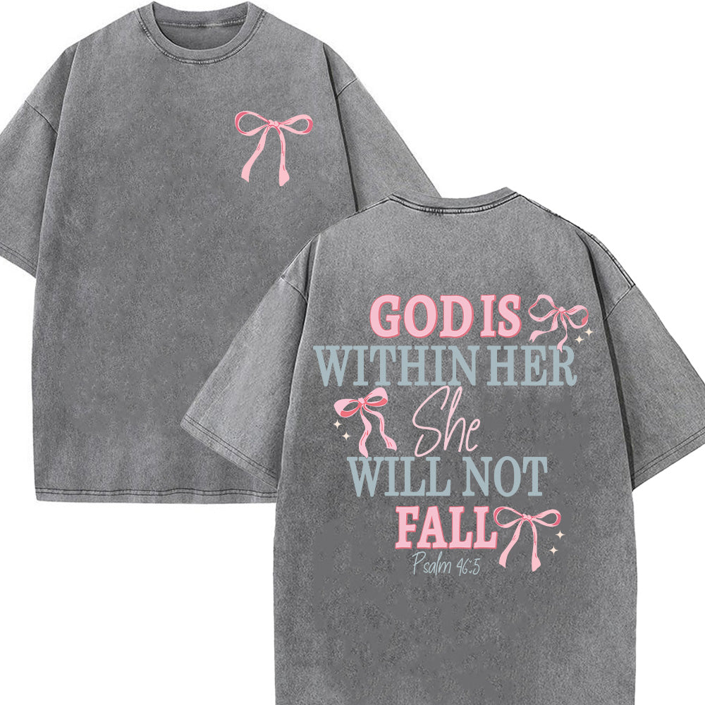 God Is Within Her She Will Not Fall Unisex Washed T-Shirt