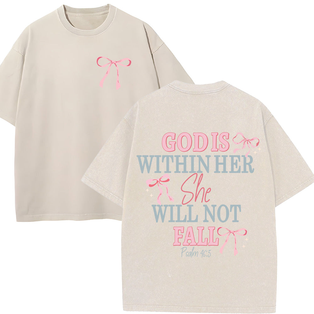 God Is Within Her She Will Not Fall Unisex Washed T-Shirt