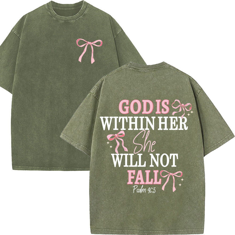 God Is Within Her She Will Not Fall Unisex Washed T-Shirt