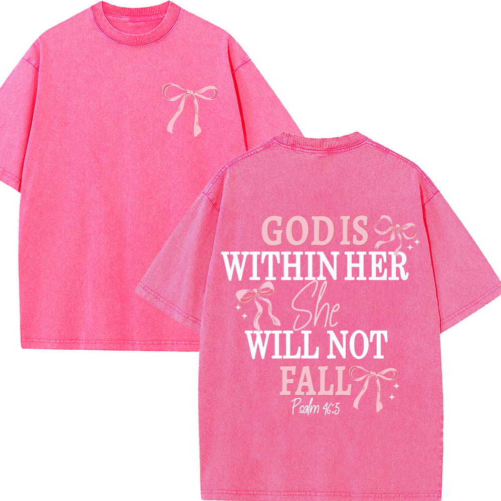 God Is Within Her She Will Not Fall Unisex Washed T-Shirt