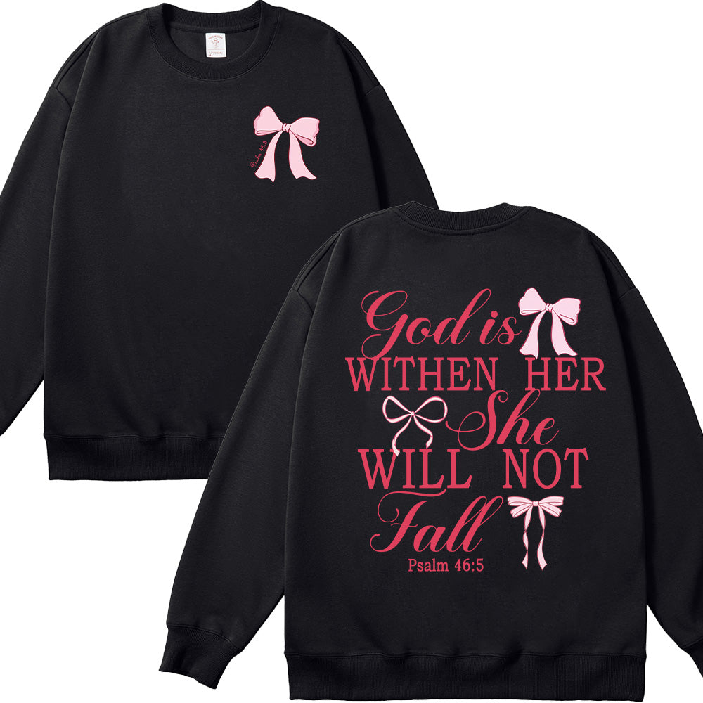 God is Within Her She Will Not Fall Bow Unisex Cotton Sweatshirt