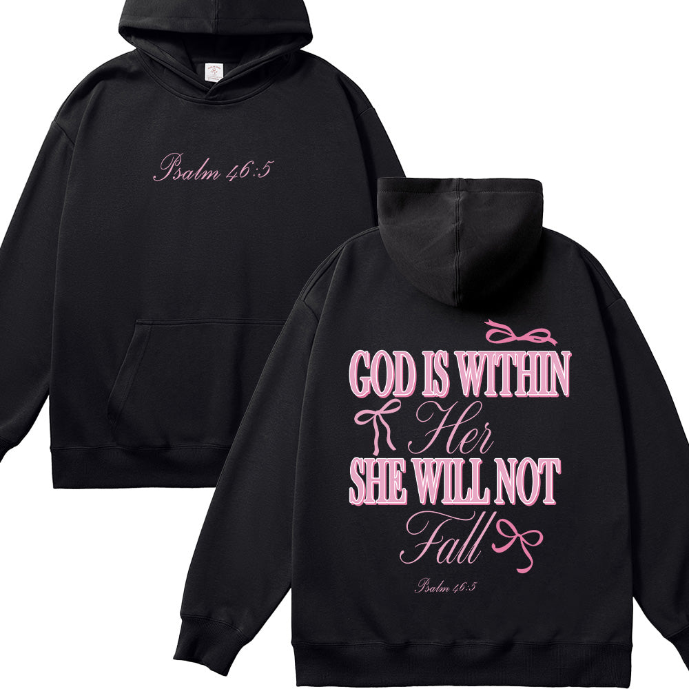 God is Within Her She Will Not Fall Bow  Unisex Cotton Hoodie