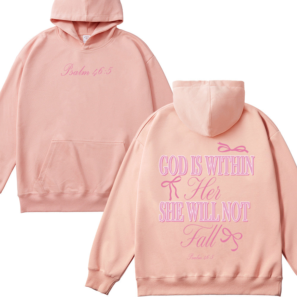 God is Within Her She Will Not Fall Bow  Unisex Cotton Hoodie