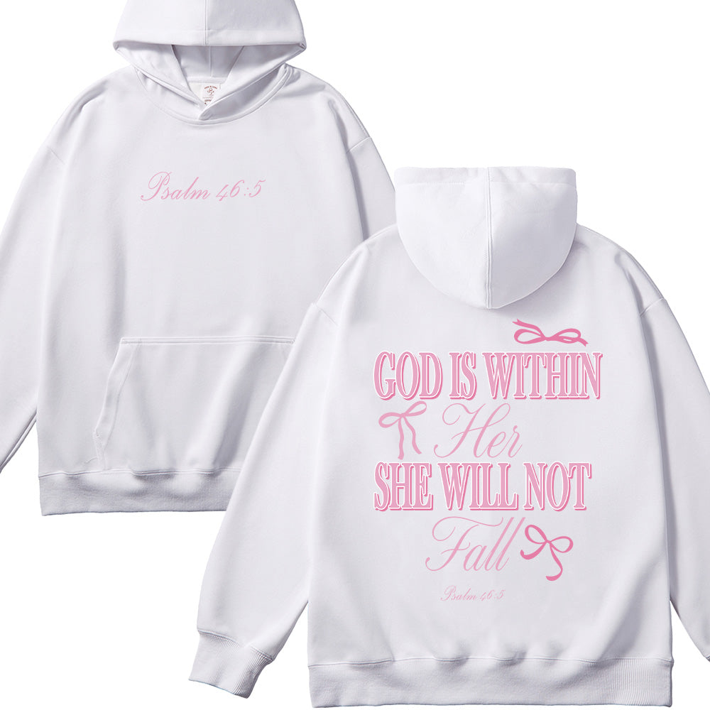 God is Within Her She Will Not Fall Bow  Unisex Cotton Hoodie