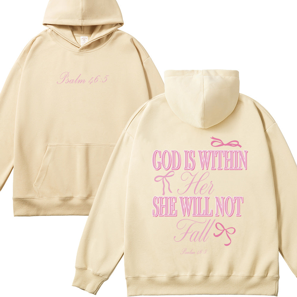 God is Within Her She Will Not Fall Bow  Unisex Cotton Hoodie