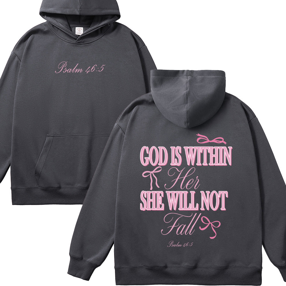 God is Within Her She Will Not Fall Bow  Unisex Cotton Hoodie