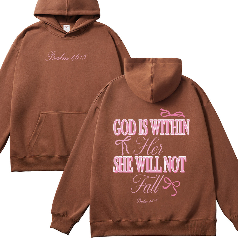 God is Within Her She Will Not Fall Bow  Unisex Cotton Hoodie